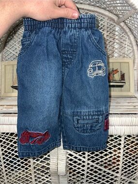Y2K baby jeans with car embroidery